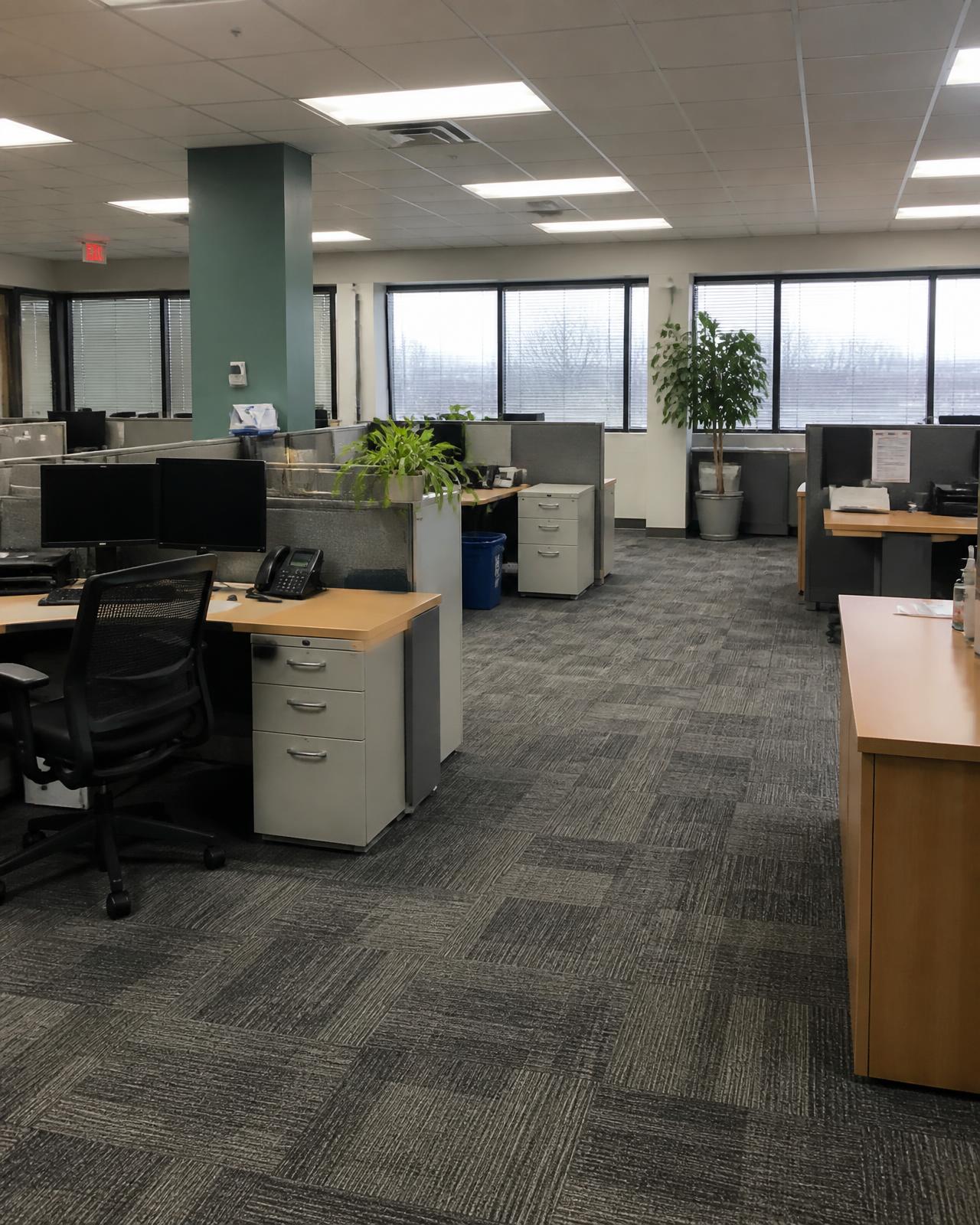 Office suite cleaned overnight by the Serva Services crew